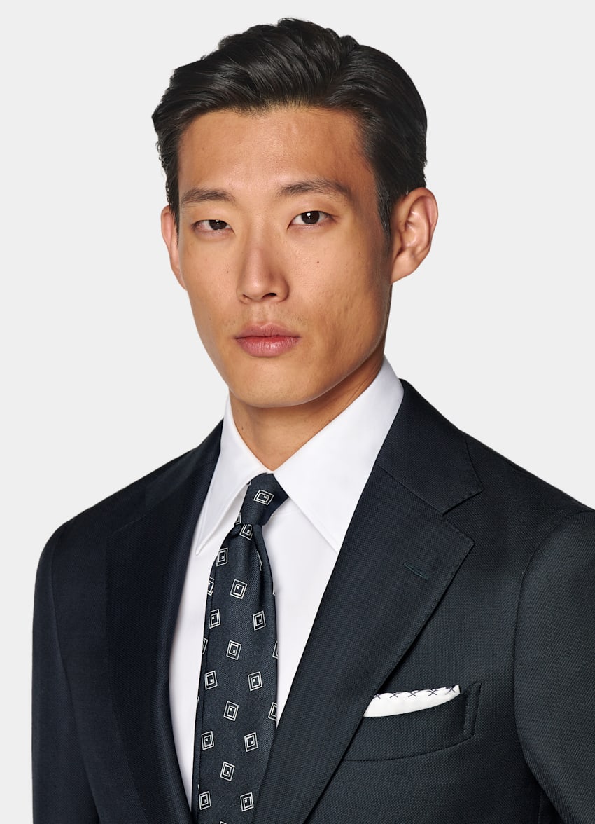 SUITSUPPLY All season Pure laine S130 par Reda, Italie Veste de costume Havana coupe Tailored bleu marine œil-de-perdrix