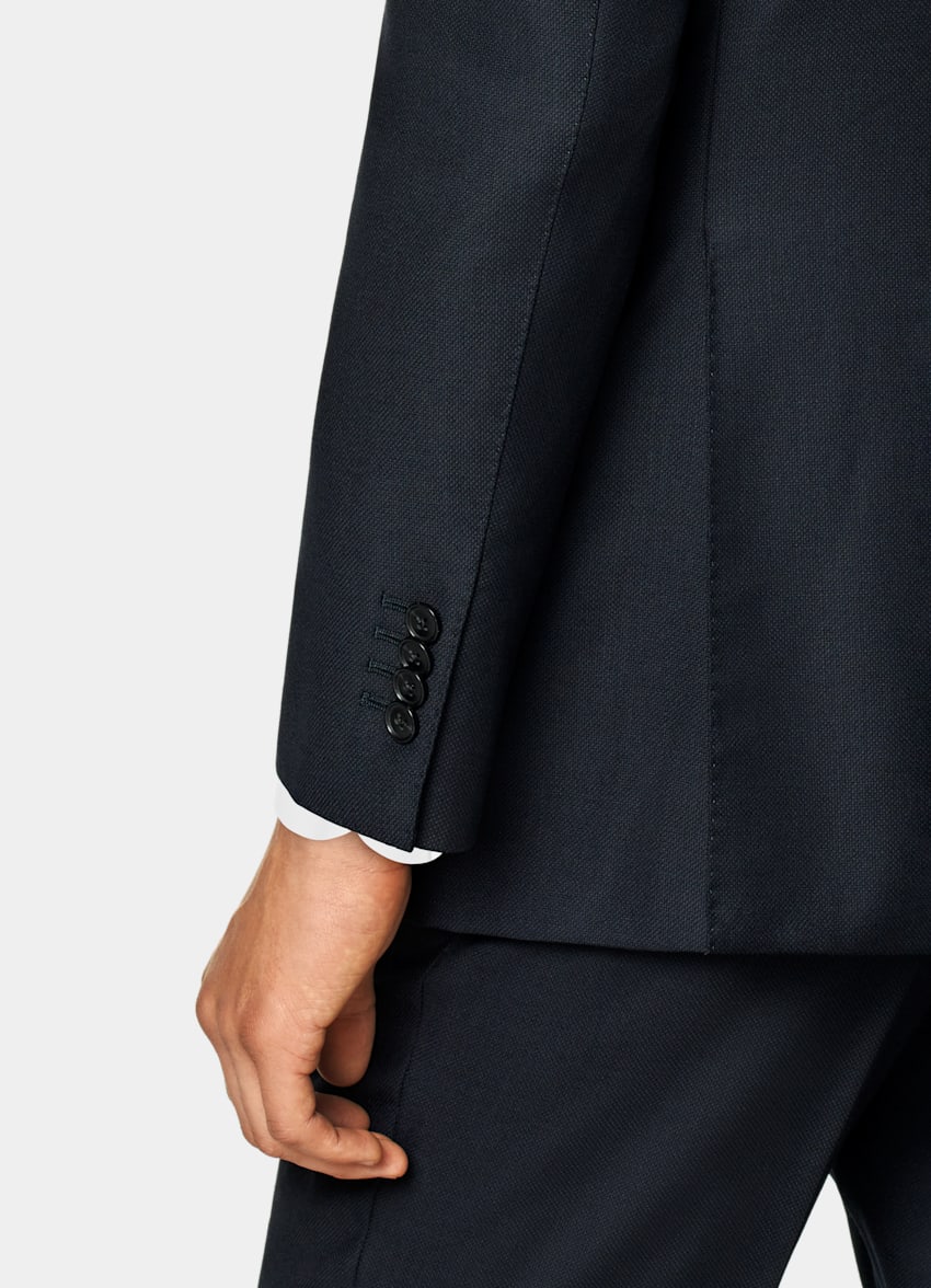 SUITSUPPLY All season Pure laine S130 par Reda, Italie Veste de costume Havana coupe Tailored bleu marine œil-de-perdrix