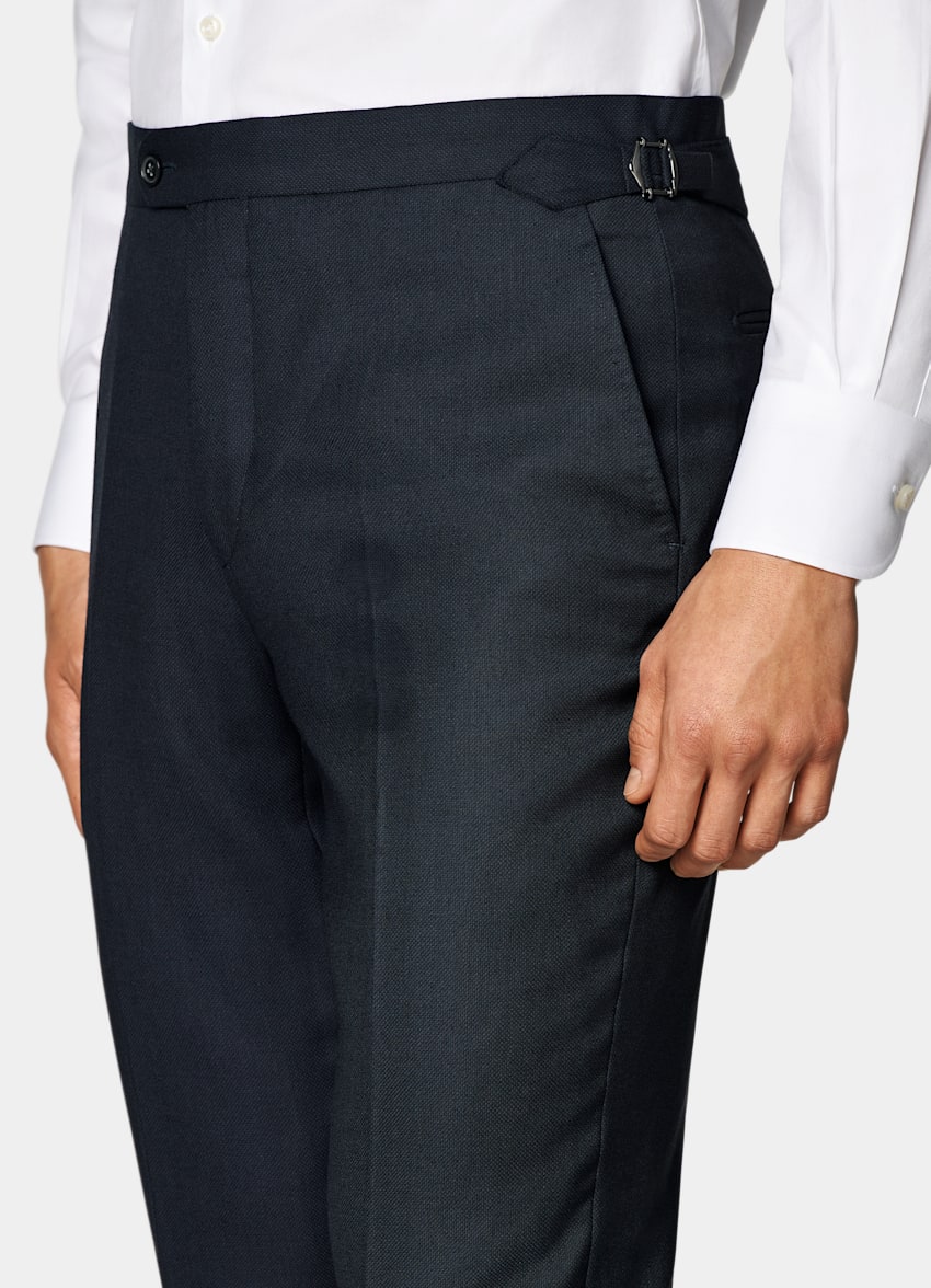 SUITSUPPLY All season Pure laine S130 par Reda, Italie Veste de costume Havana coupe Tailored bleu marine œil-de-perdrix