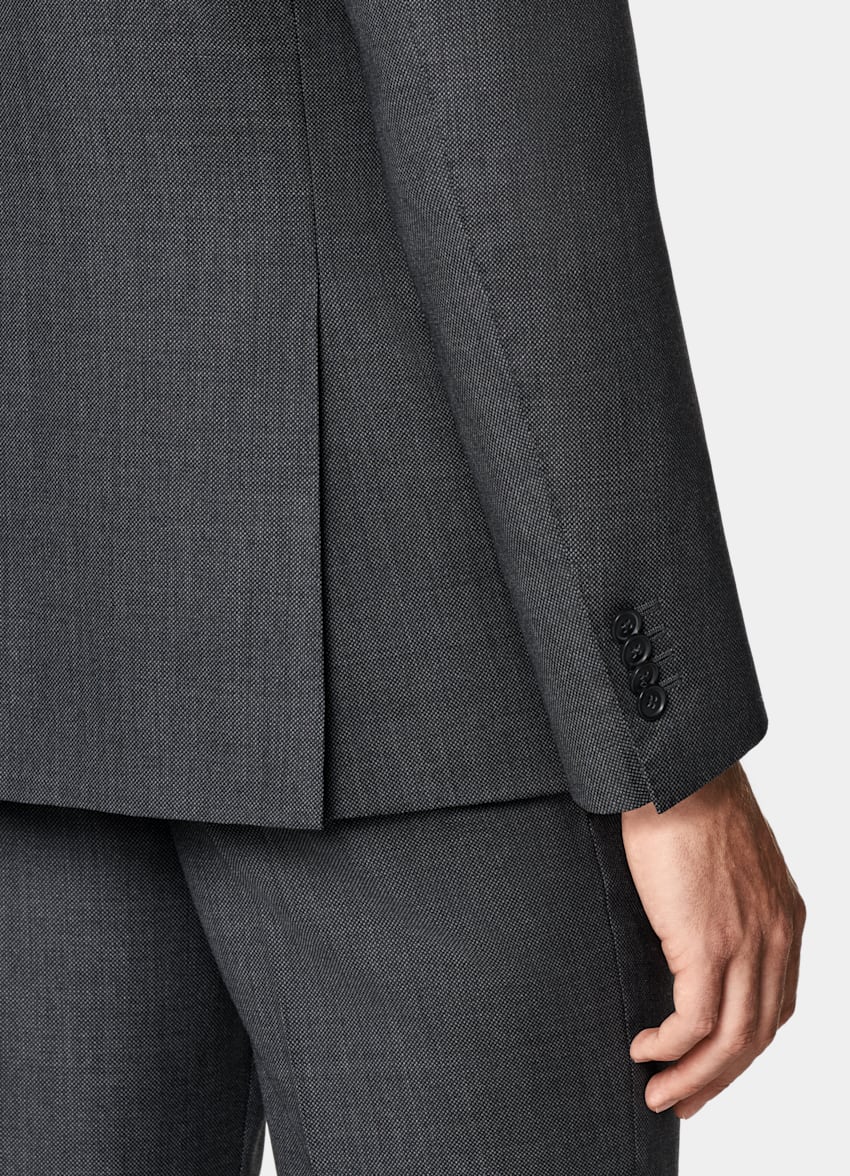 SUITSUPPLY All Season Czysta wełna S130's od Reda, Włochy Marynarka garniturowa Havana tailored fit ciemnoszara w żabie oczko