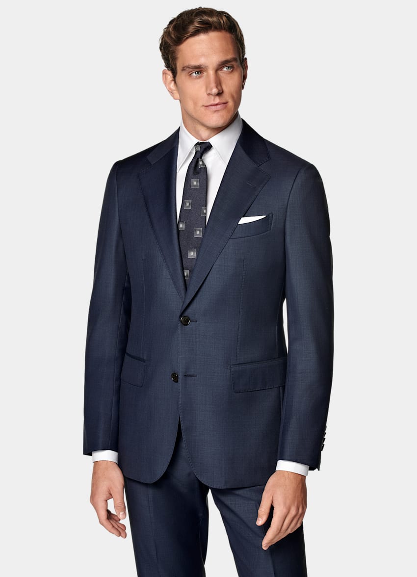 SUITSUPPLY All Season Pure S110's Wool by Vitale Barberis Canonico, Italy Mid Blue Tailored Fit Havana Suit Jacket