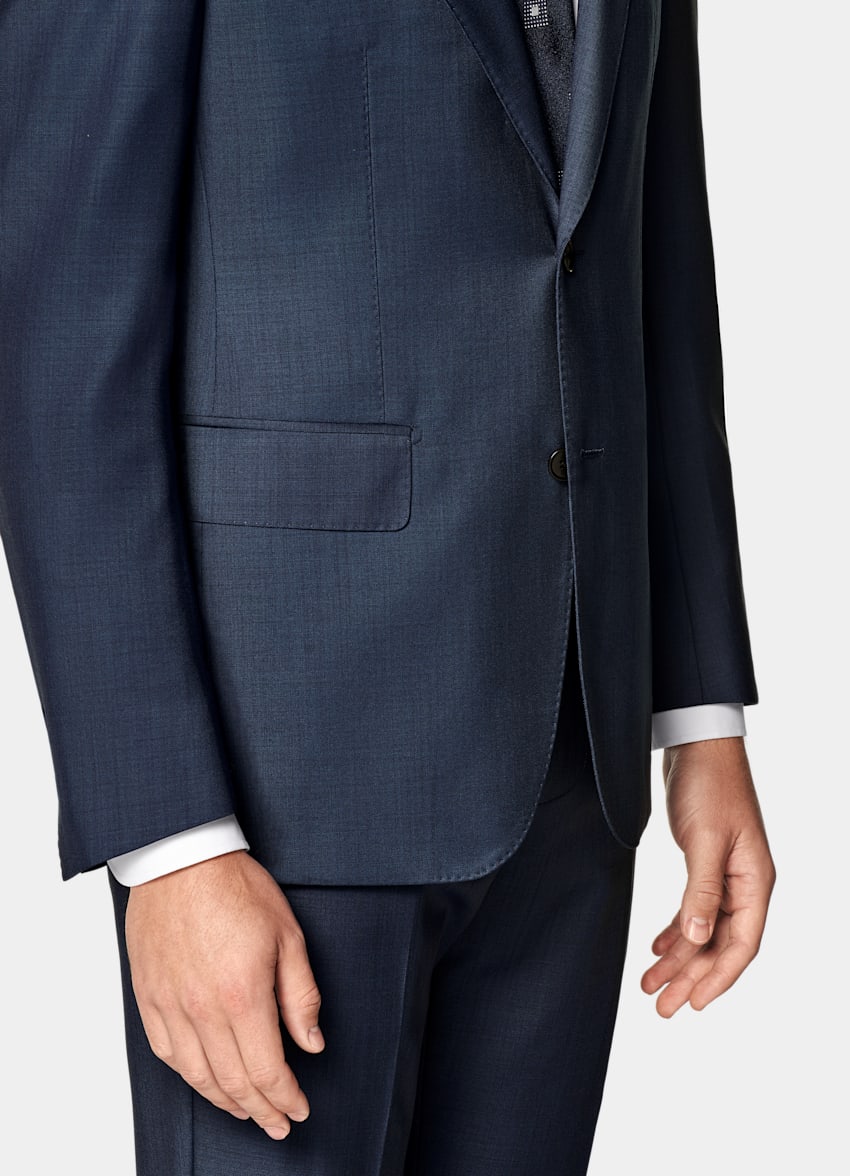 SUITSUPPLY All Season Pure S110's Wool by Vitale Barberis Canonico, Italy Mid Blue Tailored Fit Havana Suit Jacket