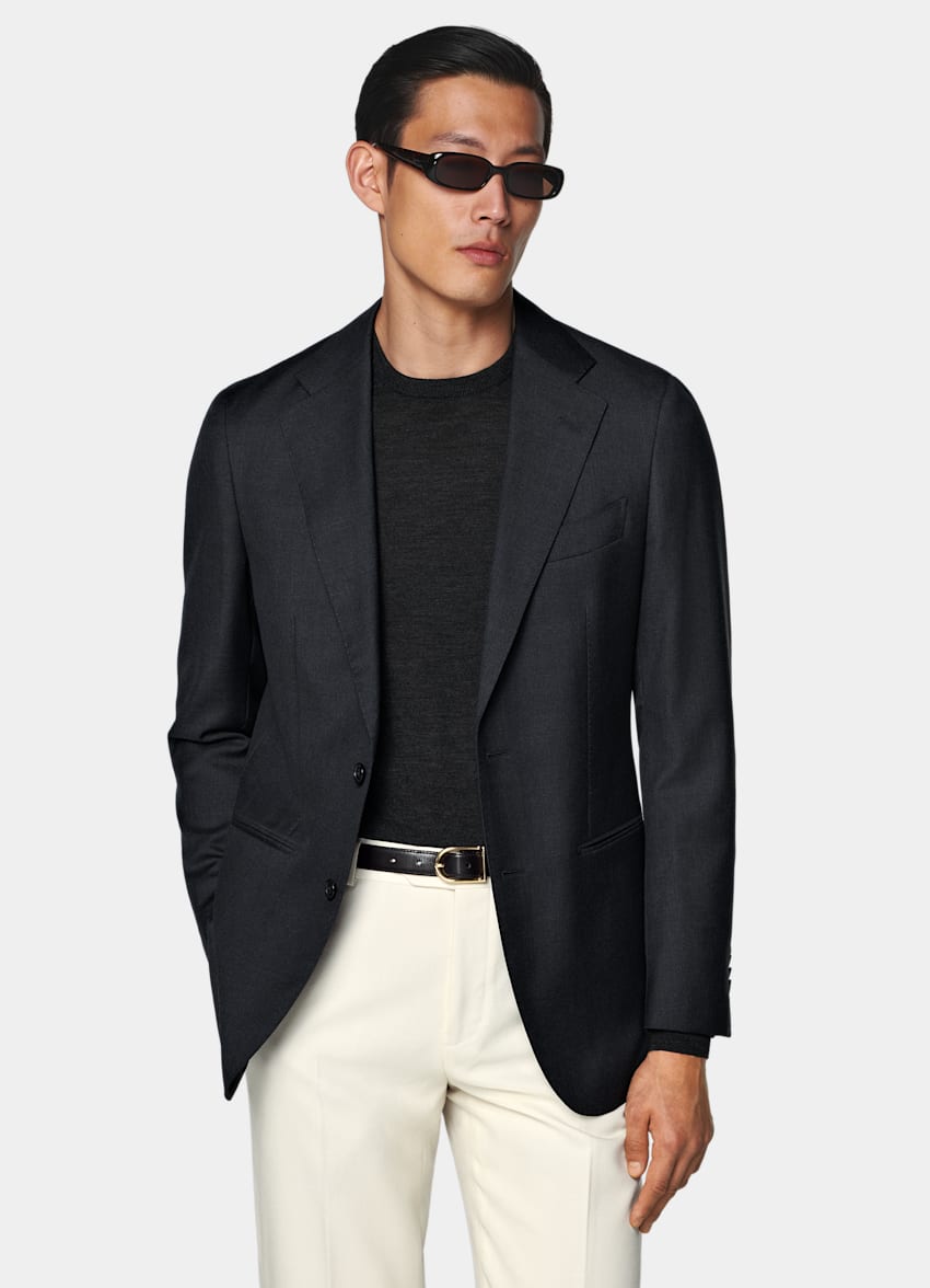 SUITSUPPLY All season Pure laine par Reda, Italie Veste de costume Perennial Havana coupe Tailored gris foncé