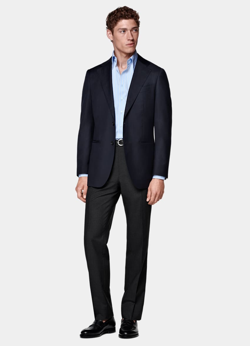 SUITSUPPLY All season Pure laine par Reda, Italie Veste de costume Perennial Havana coupe Tailored bleu marine