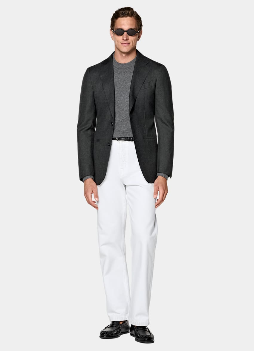 SUITSUPPLY All Season Pure Tropical Wool by Vitale Barberis Canonico, Italy Dark Grey Perennial Tailored Fit Havana Suit Jacket
