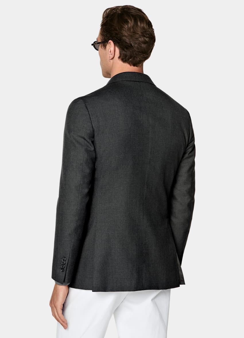 SUITSUPPLY All Season Pure Tropical Wool by Vitale Barberis Canonico, Italy Dark Grey Perennial Tailored Fit Havana Suit Jacket