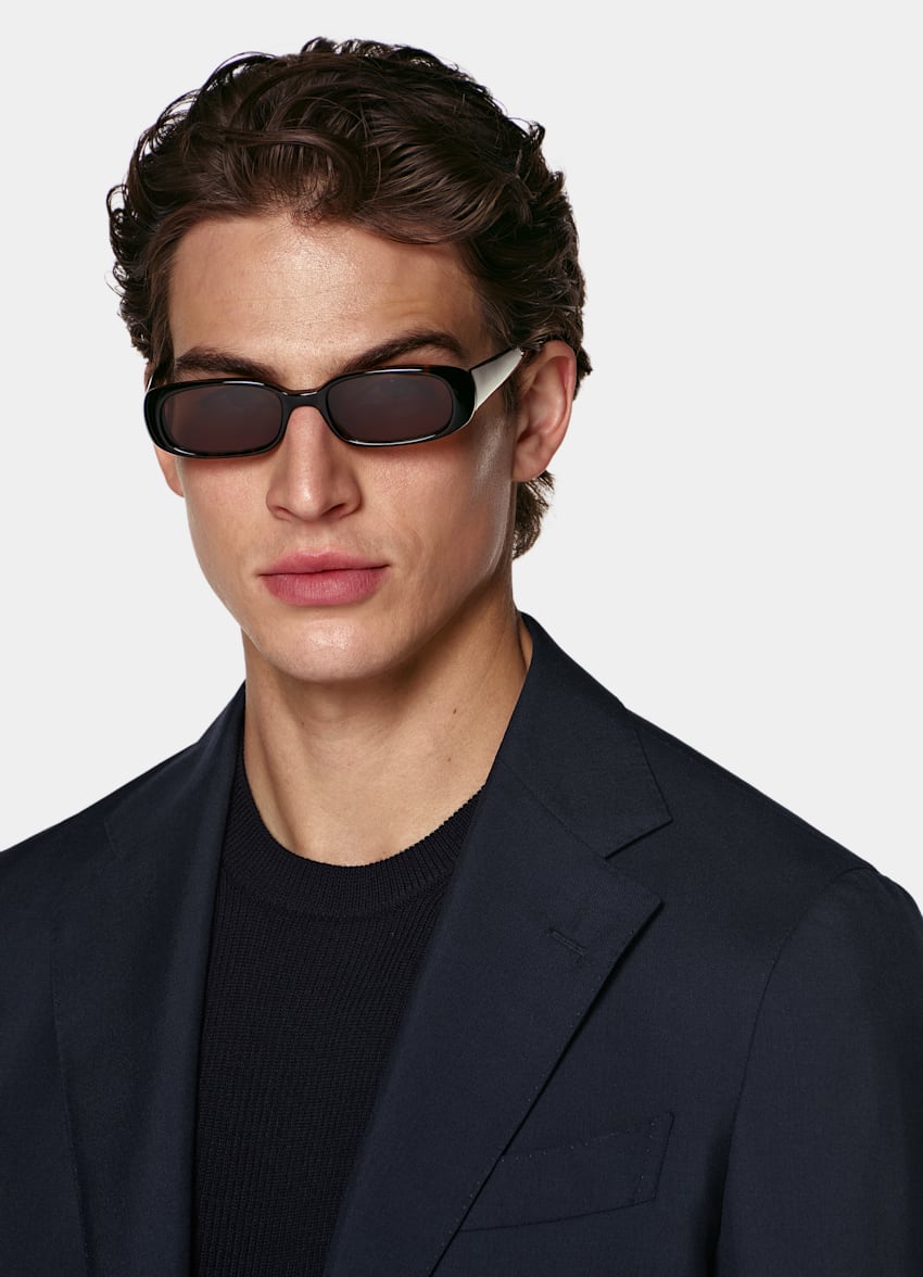 SUITSUPPLY Vierseizoenen Pure tropische wol van Vitale Barberis Canonico, Itali&euml; Navy Havana Tailored Fit Colbert