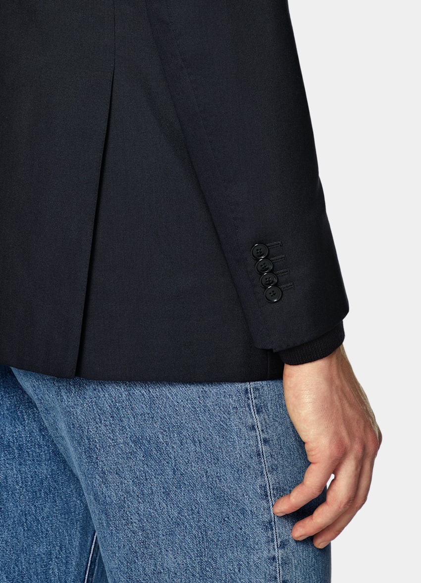 SUITSUPPLY Vierseizoenen Pure tropische wol van Vitale Barberis Canonico, Itali&euml; Navy Havana Tailored Fit Colbert