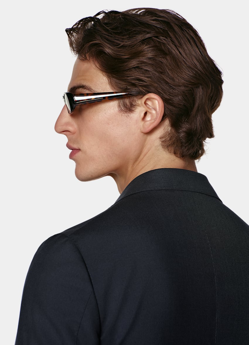 SUITSUPPLY Vierseizoenen Pure tropische wol van Vitale Barberis Canonico, Itali&euml; Navy Havana Tailored Fit Colbert