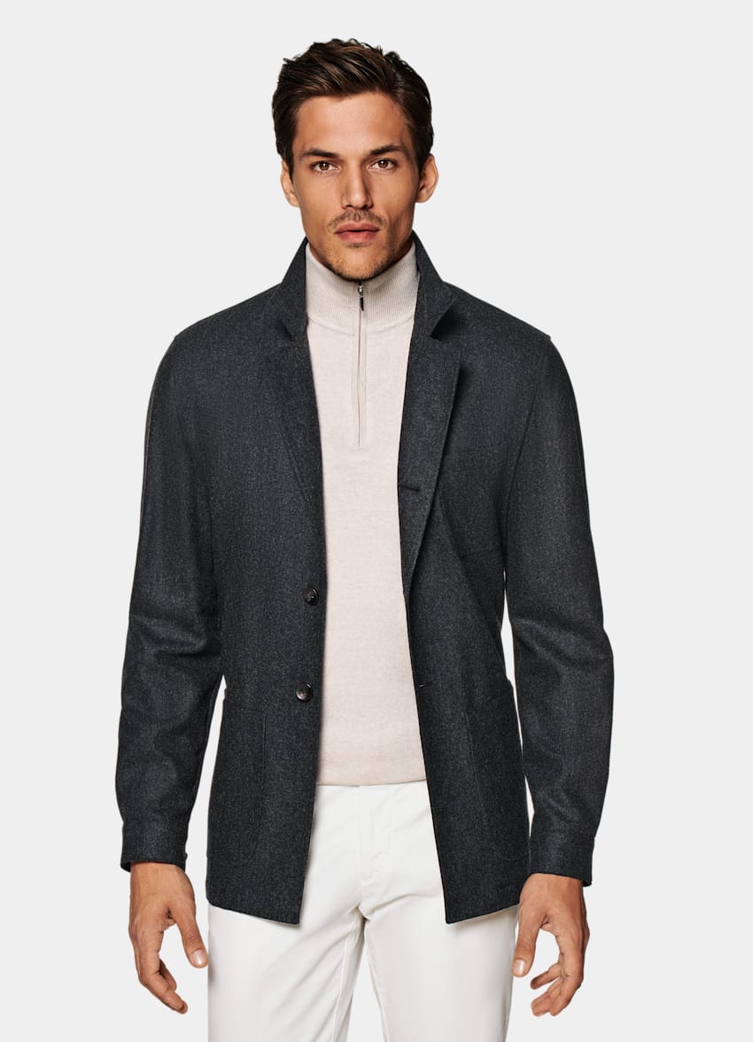 Dark Grey Greenwich Shirt-Jacket | Circular Wool Flannel | Suitsupply ...