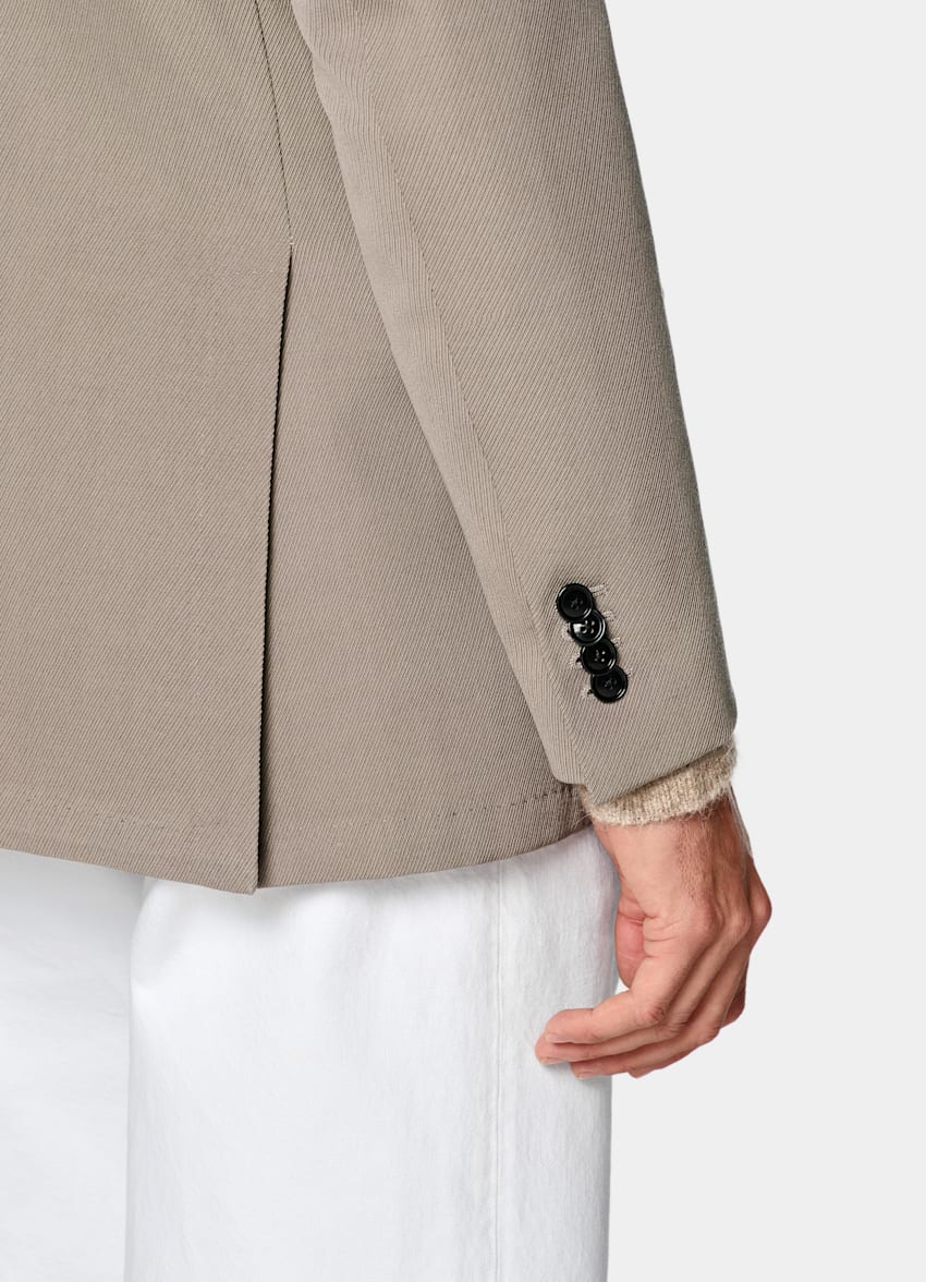 SUITSUPPLY All Season Wrinkle-Free 4-Ply Wool by Rogna, Italy Mid Taupe Relaxed Fit Roma Suit Jacket