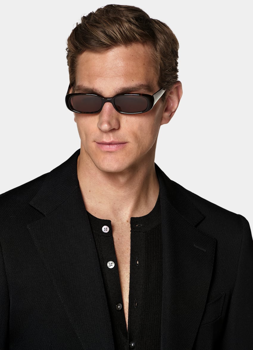 SUITSUPPLY All Season Lana de 4 cabos sin arrugas de Rogna, Italia Blazer de traje Milano negro corte Tailored