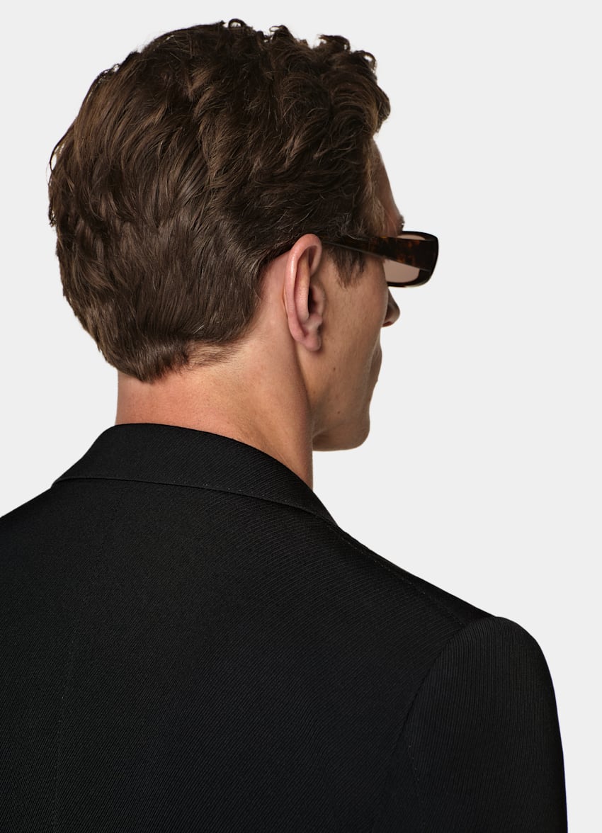 SUITSUPPLY All Season Lana de 4 cabos sin arrugas de Rogna, Italia Blazer de traje Milano negro corte Tailored