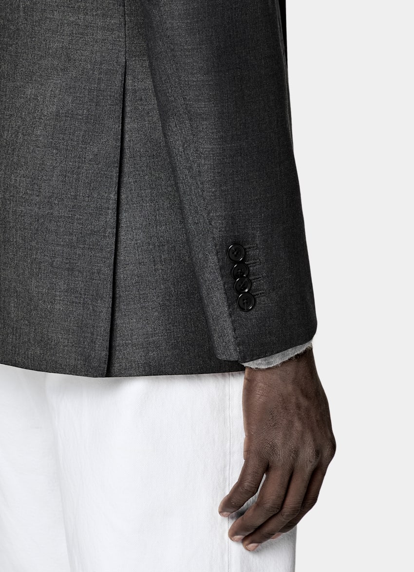 SUITSUPPLY All Season Pure Wool S110's by Vitale Barberis Canonico, Italy Dark Grey Tailored Fit Havana Suit Jacket