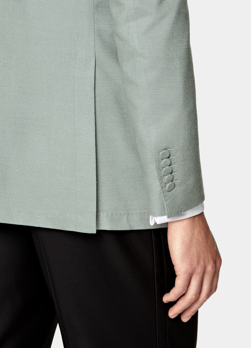 SUITSUPPLY All Season Pure Silk par Lanificio Ermenegildo Zegna, Italie Mid Green Tailored Fit Milano Dinner Jacket