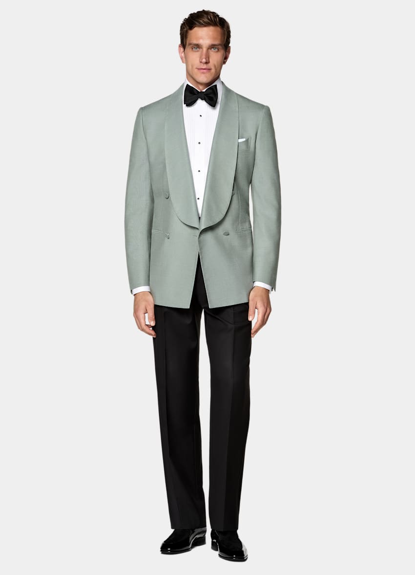 SUITSUPPLY All Season Pure Silk par Lanificio Ermenegildo Zegna, Italie Mid Green Tailored Fit Milano Dinner Jacket