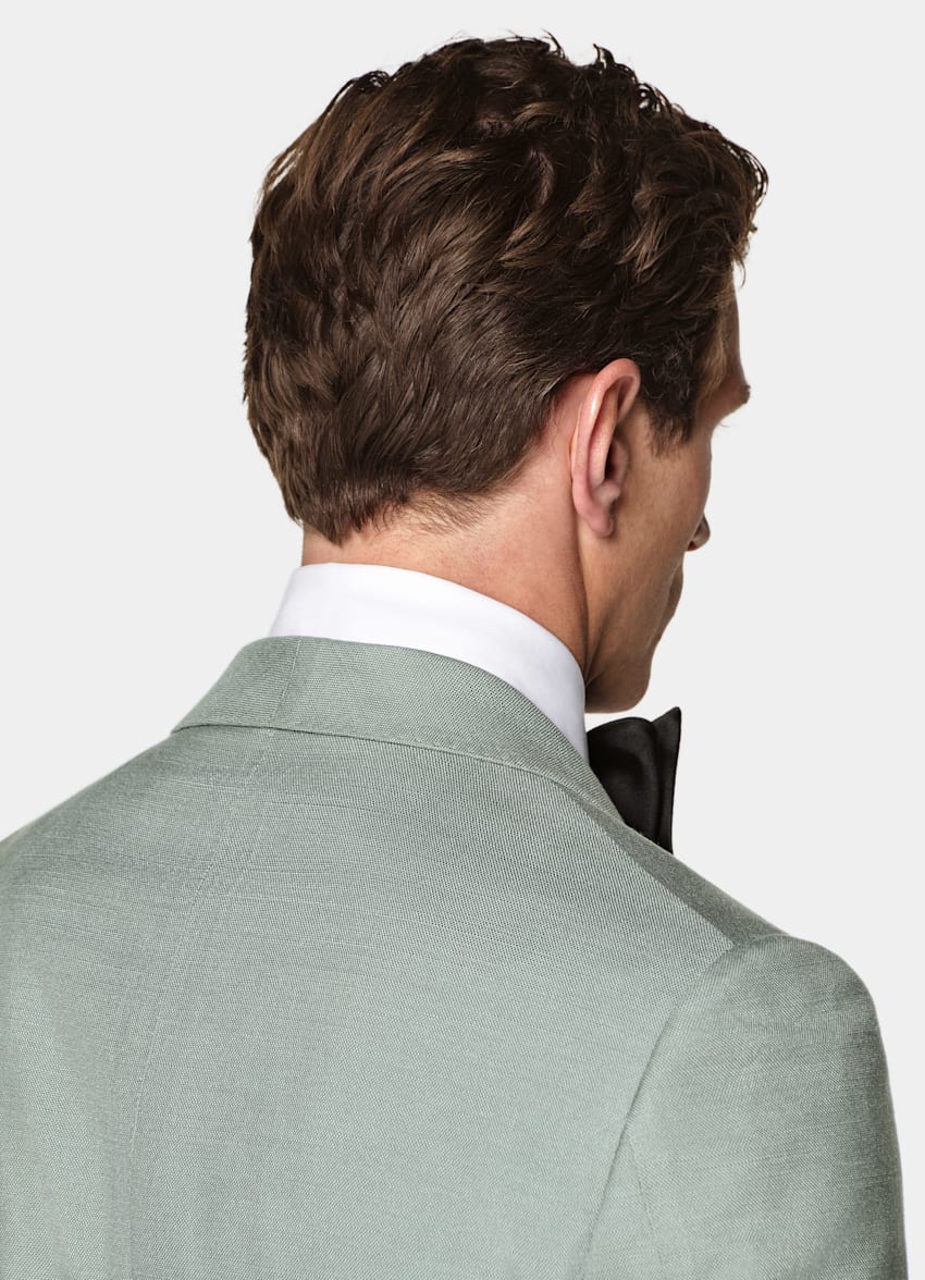 SUITSUPPLY All Season Pure Silk par Lanificio Ermenegildo Zegna, Italie Mid Green Tailored Fit Milano Dinner Jacket