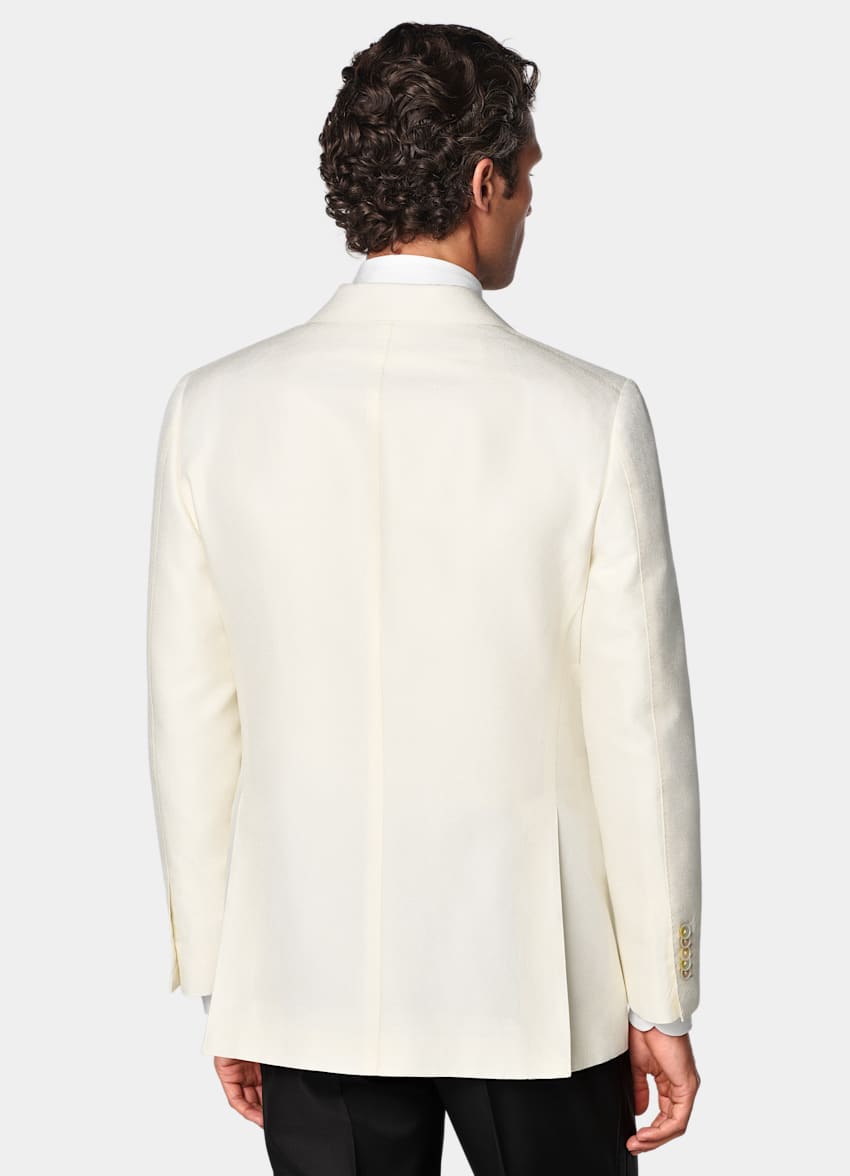 SUITSUPPLY All Season Silk Wool by Lanificio Ermenegildo Zegna, Italy Off-White Tailored Fit Milano Dinner Jacket