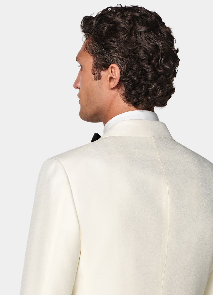 SUITSUPPLY All Season Silk Wool by Lanificio Ermenegildo Zegna, Italy Off-White Tailored Fit Milano Dinner Jacket