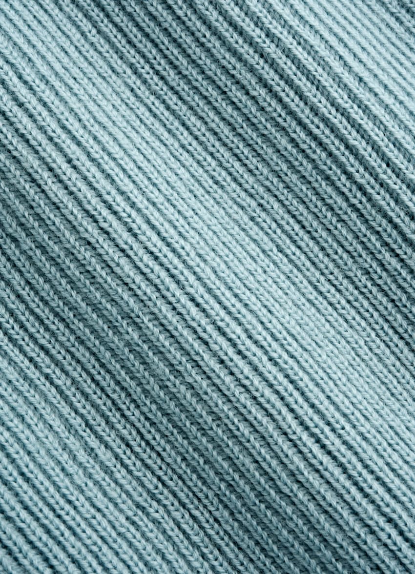 SUITSUPPLY Pure Wool Light Blue Ribbed Merino Crewneck