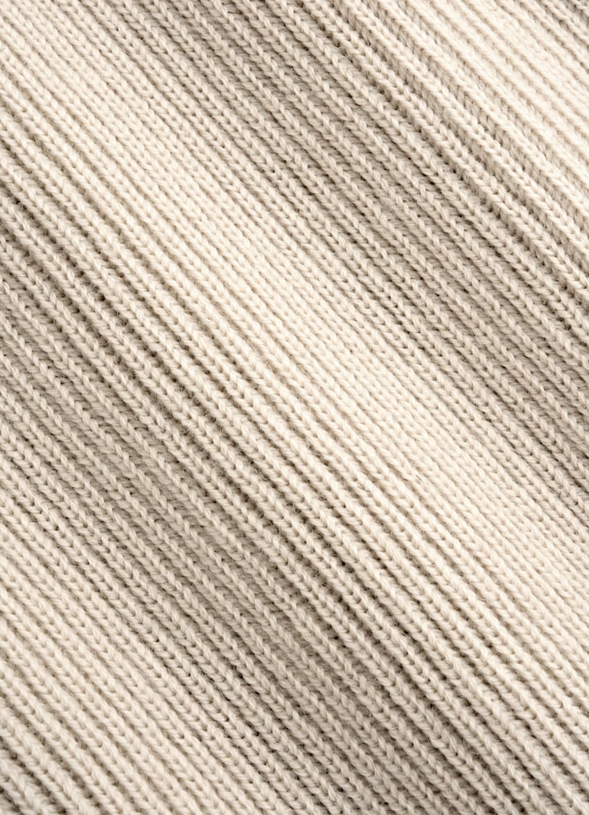 SUITSUPPLY Pure Wool Light Brown Ribbed Merino Crewneck