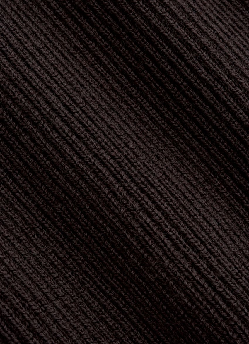 SUITSUPPLY Pure Wool Dark Purple Ribbed Merino Crewneck