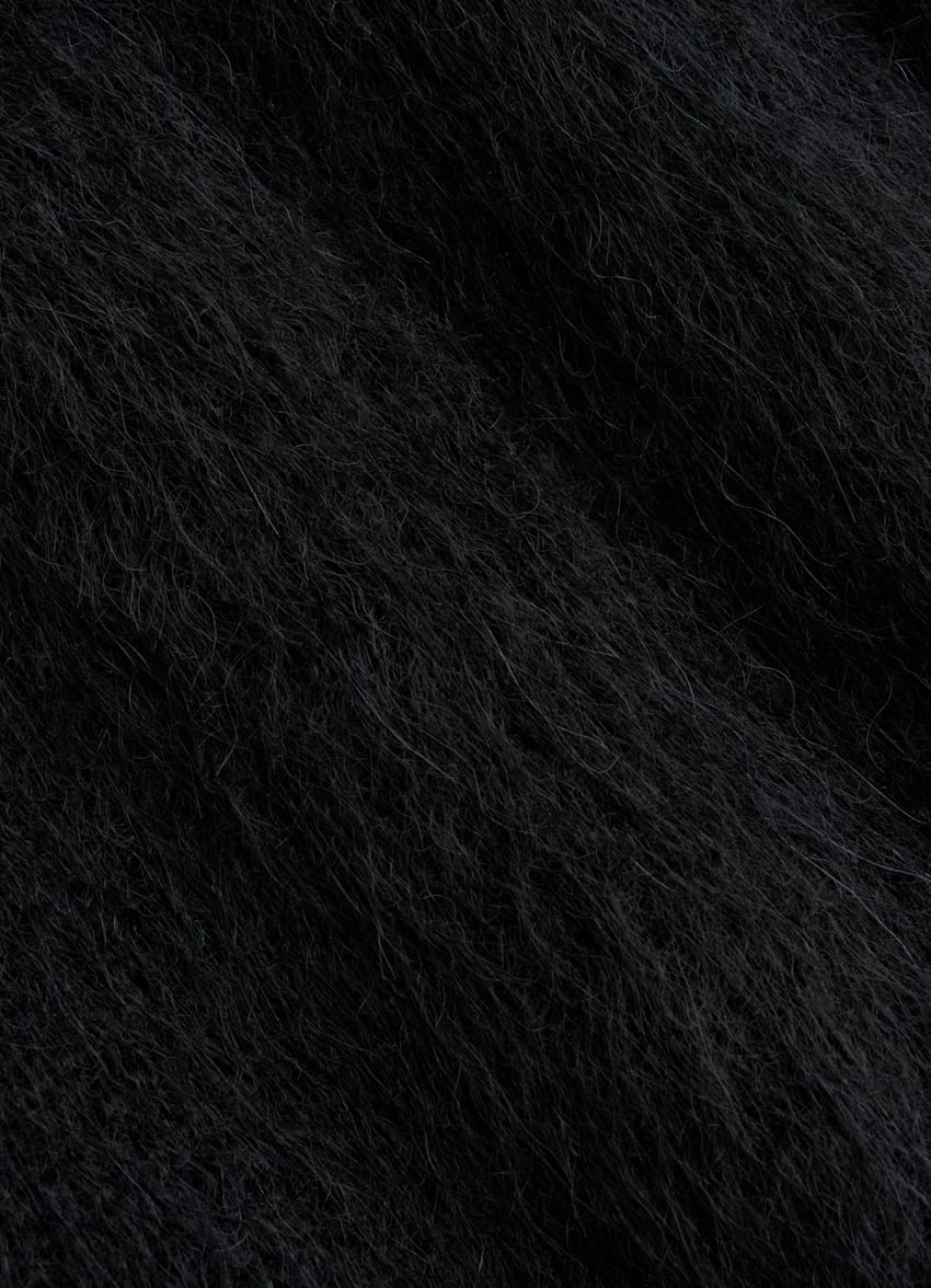 SUITSUPPLY Alpaca Blend Black Shaggy Sleeveless Crewneck