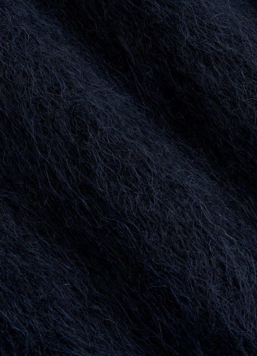 SUITSUPPLY Alpaca Blend Navy Shaggy Sleeveless Crewneck
