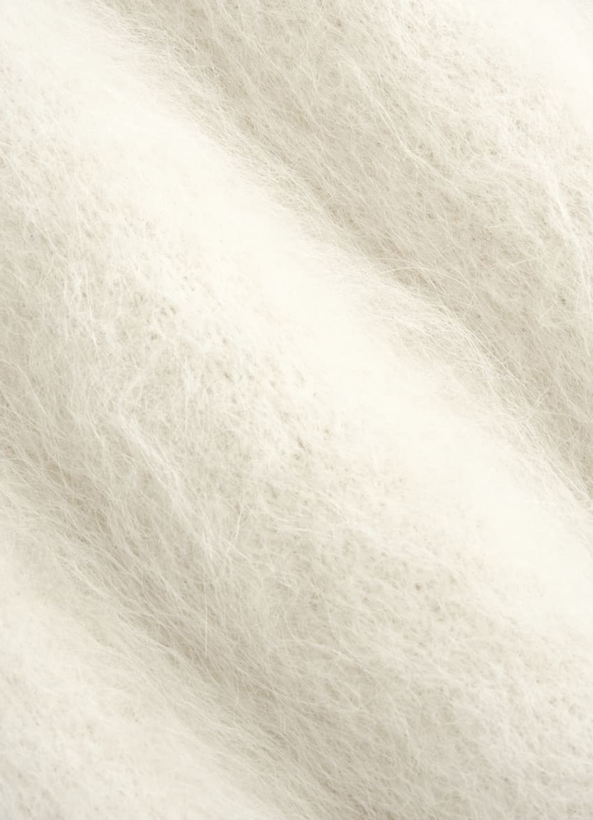 SUITSUPPLY Alpaca Blend Off-White Shaggy Sleeveless Crewneck