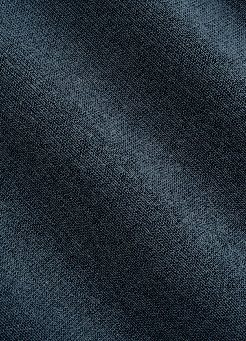 SUITSUPPLY Cotton Silk Mid Blue Short Sleeve Crewneck