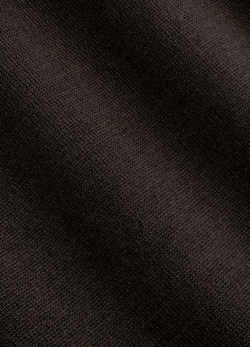 SUITSUPPLY Pure Wool Dark Brown Merino Long Sleeve Polo