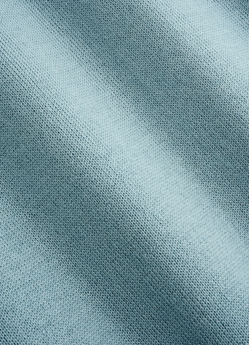 SUITSUPPLY Pure Wool Light Blue Merino Long Sleeve Polo