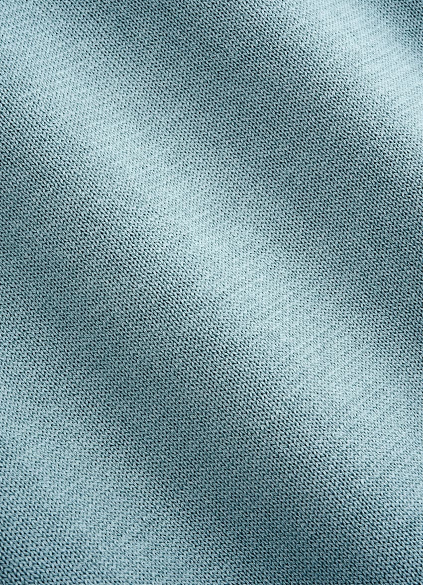SUITSUPPLY Cotton Silk Light Blue Long Sleeve Polo