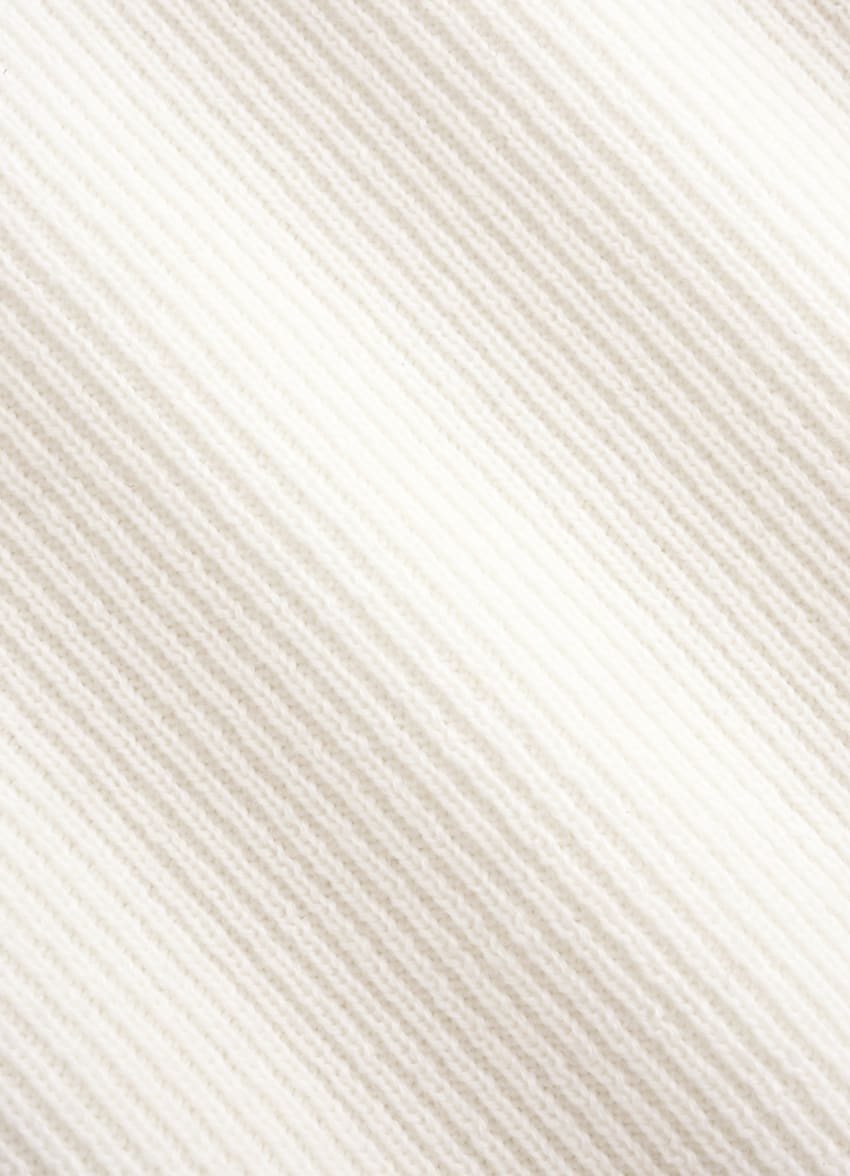 SUITSUPPLY Pure Wool Off-White Ribbed Merino Long Sleeve Polo