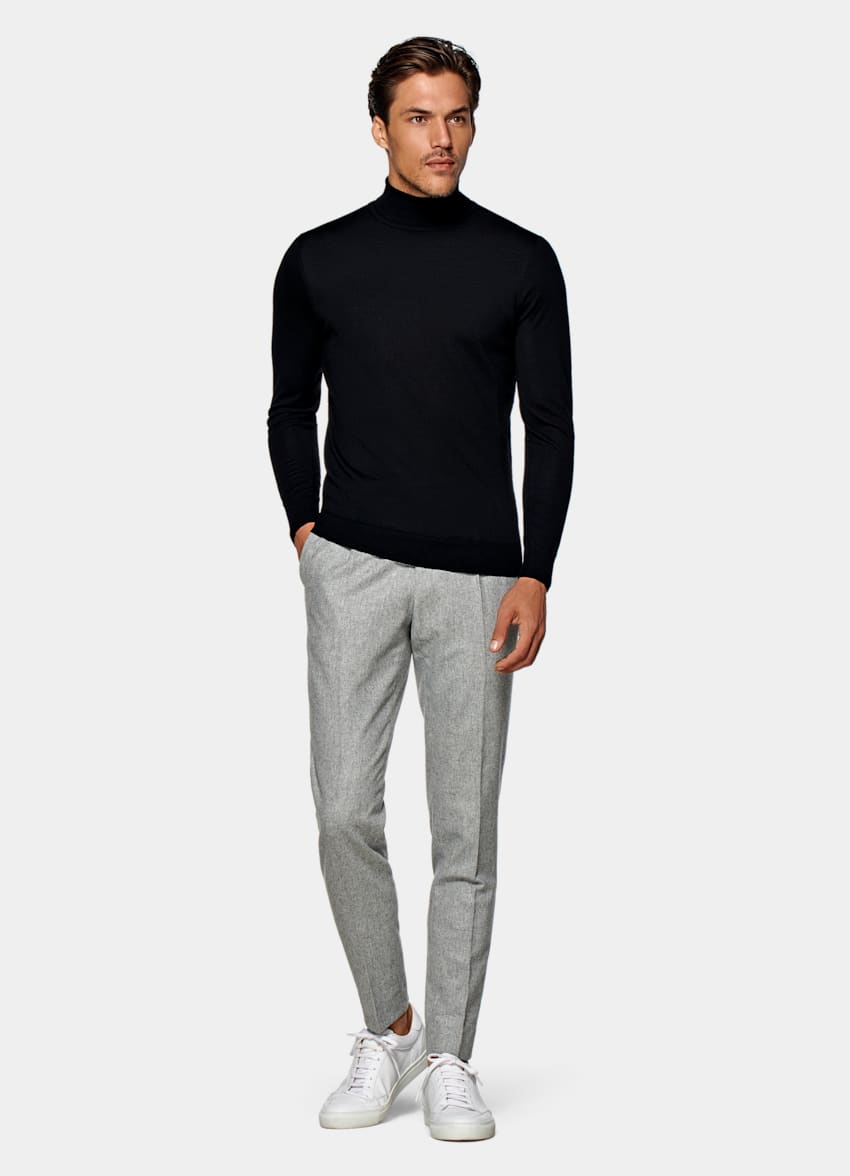 Black turtleneck grey pants Clearance