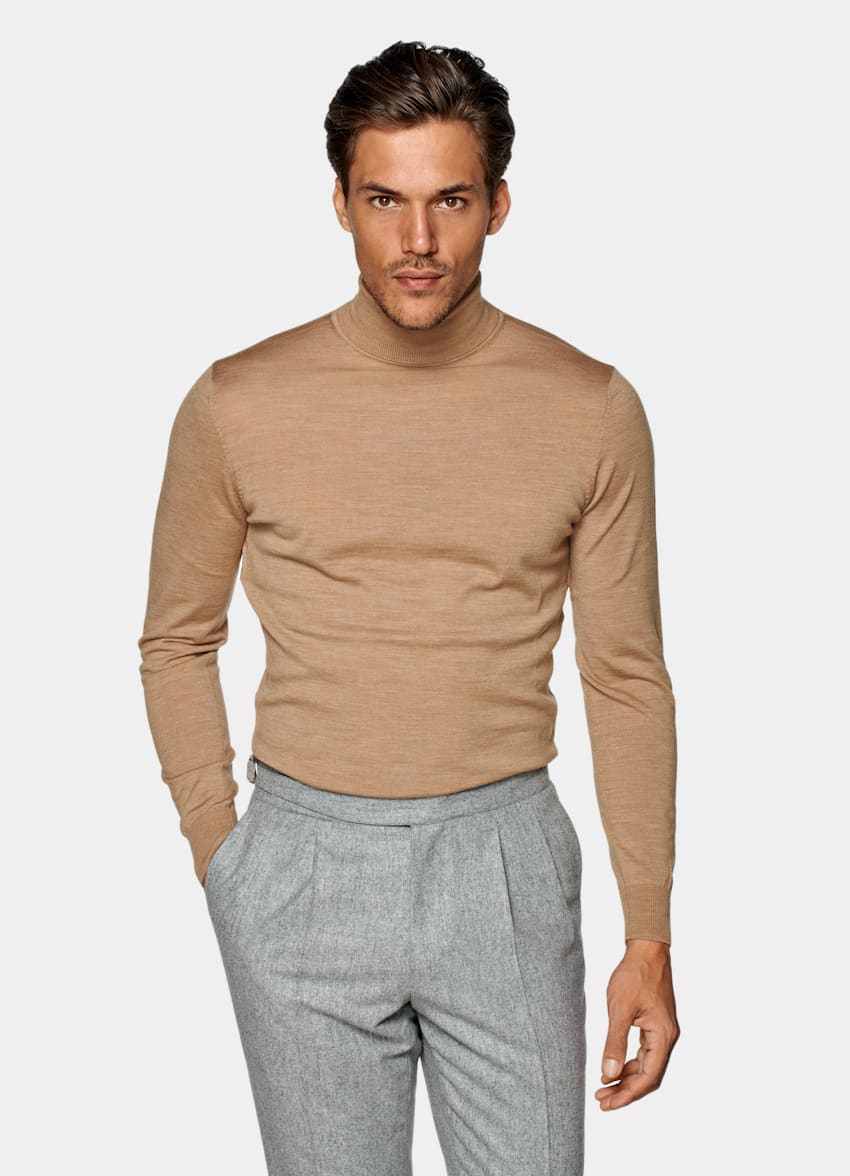 Brown turtleneck shirt clearance