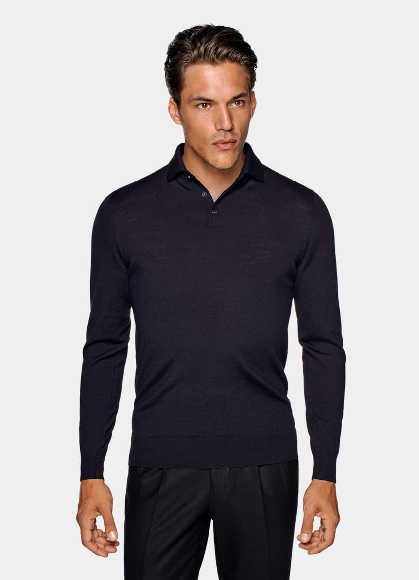 long sleeve cashmere polo
