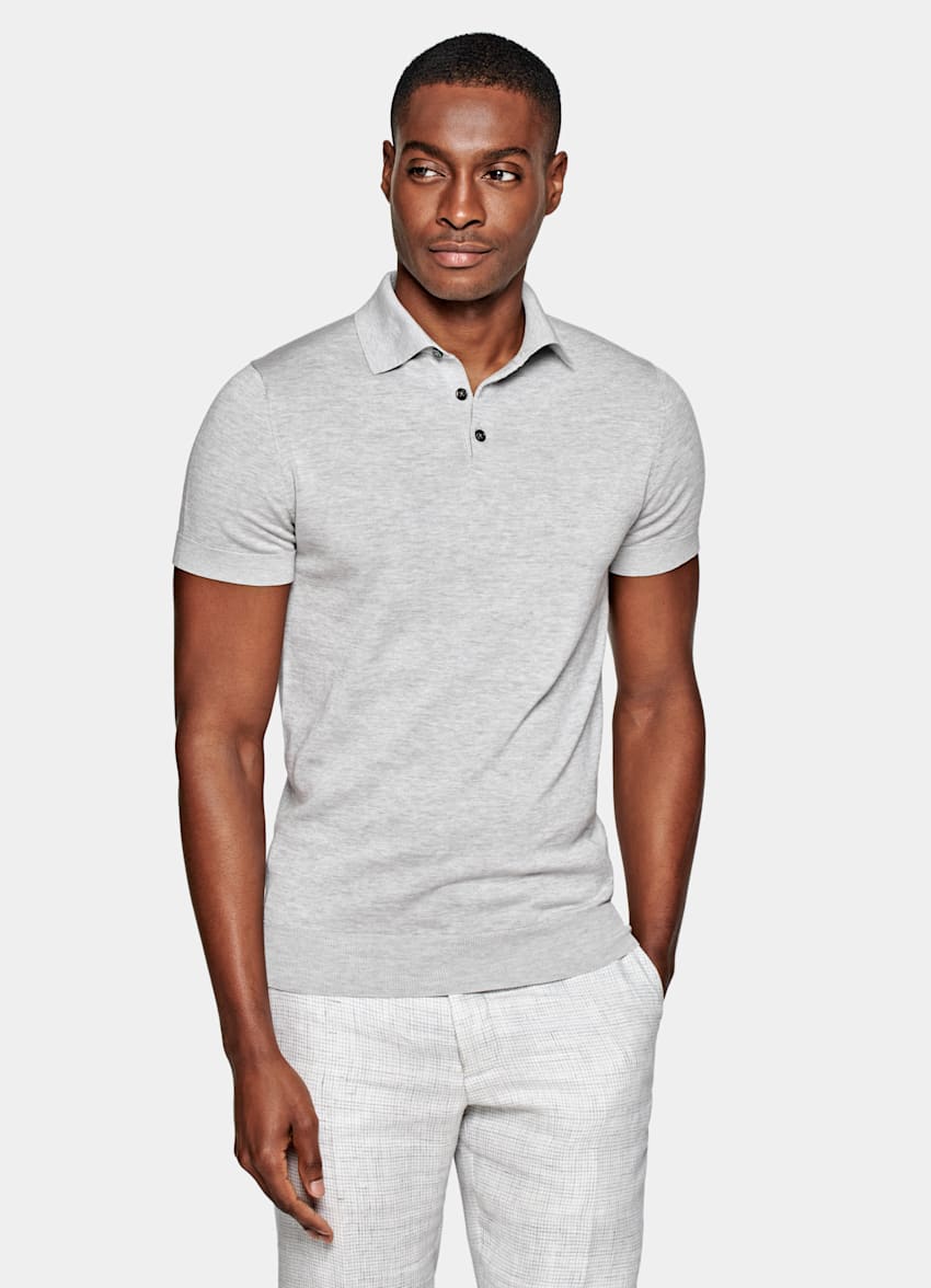 Light Grey Polo | Cotton Silk | Suitsupply Online Store