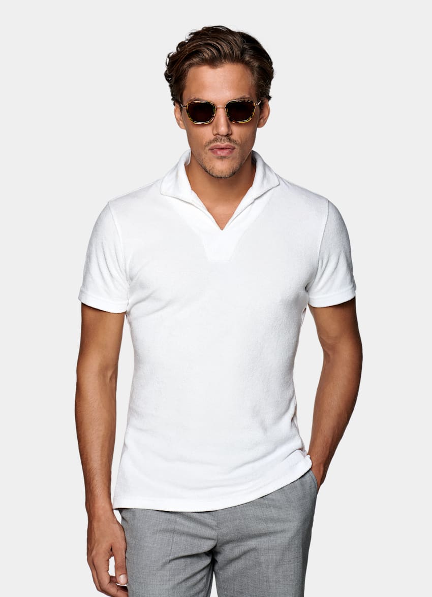 White Buttonless Terry Polo | Pure Cotton | Suitsupply Online Store