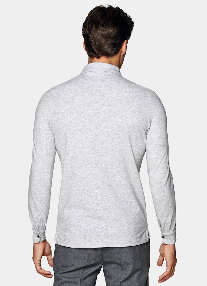 Light Grey Long Sleeve Polo Shirt 