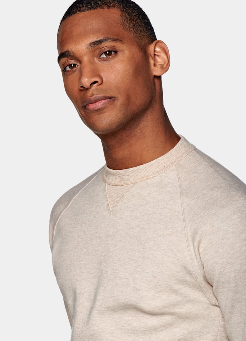 Light Brown Crewneck | Cotton Polyester | Suitsupply Online Store