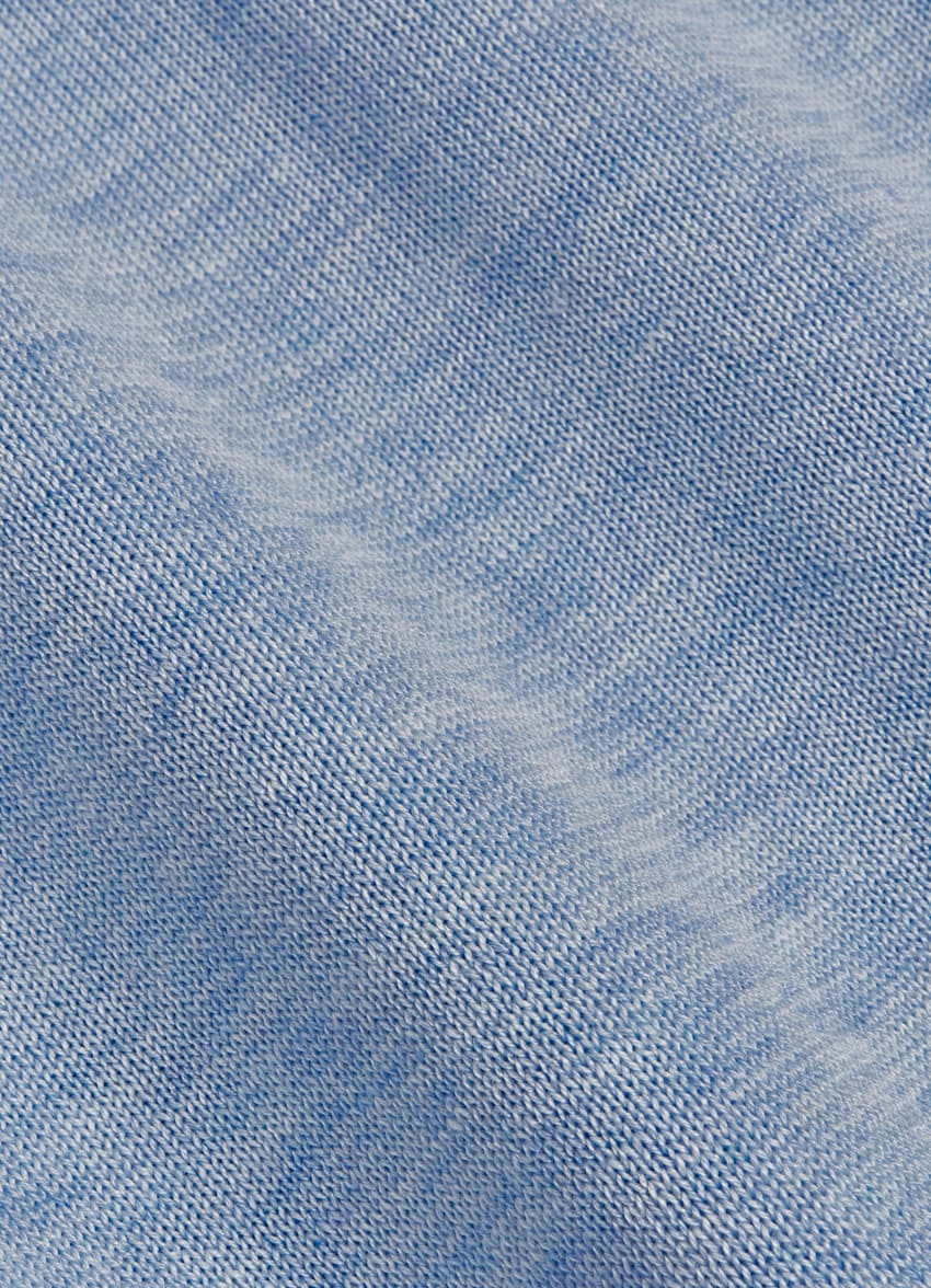 SUITSUPPLY Californian Cotton & Mulberry Silk Light Blue Polo Shirt 