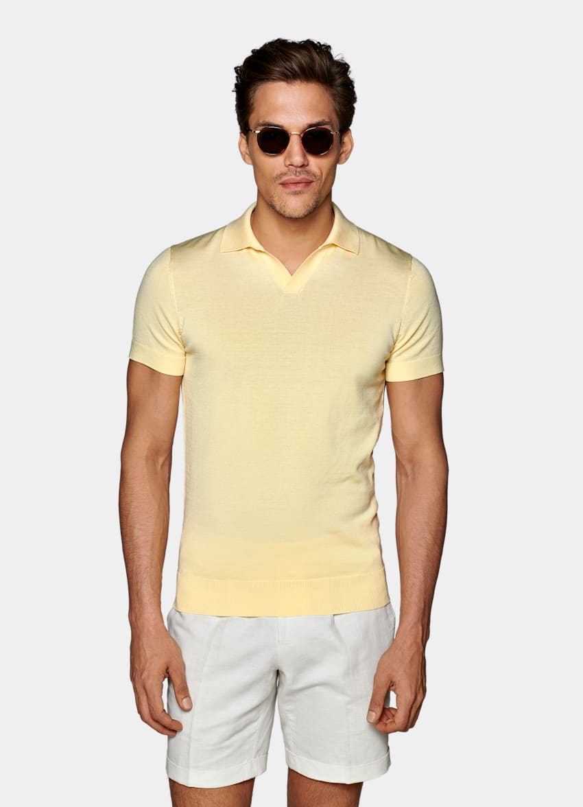 Light Yellow Buttonless Polo | Cotton Silk | Suitsupply Online Store