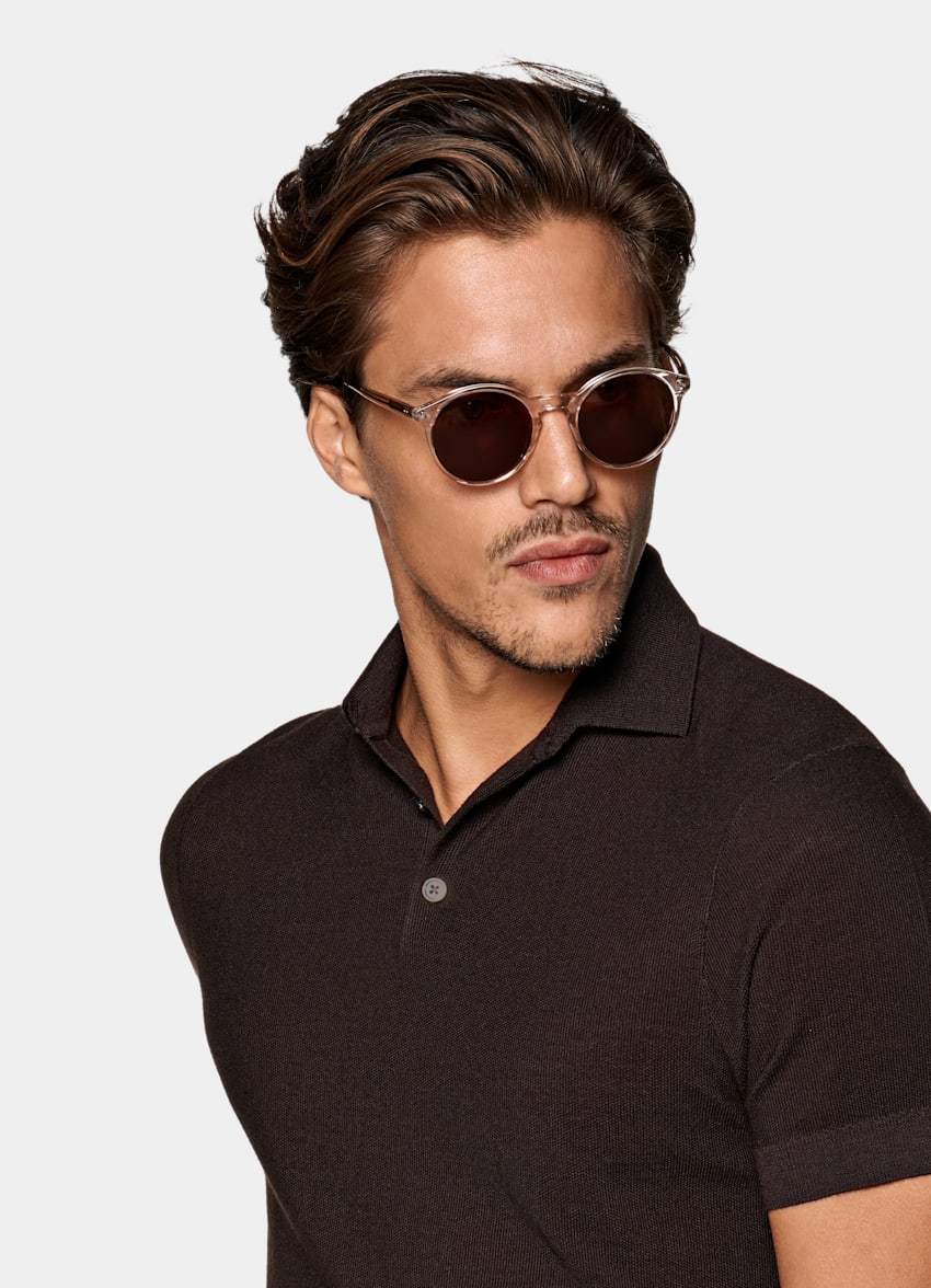 Mens dark brown polo shirt Clearance