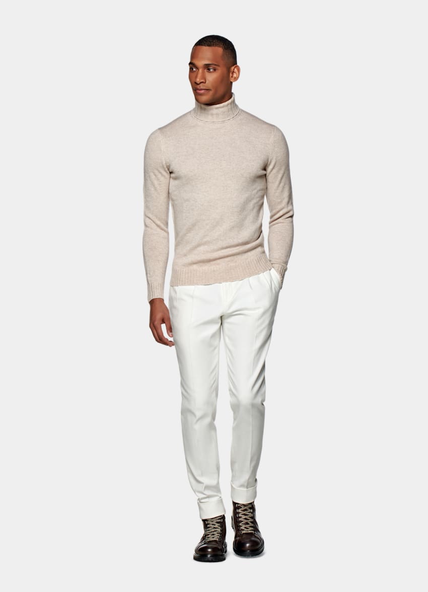 light brown turtleneck outfit