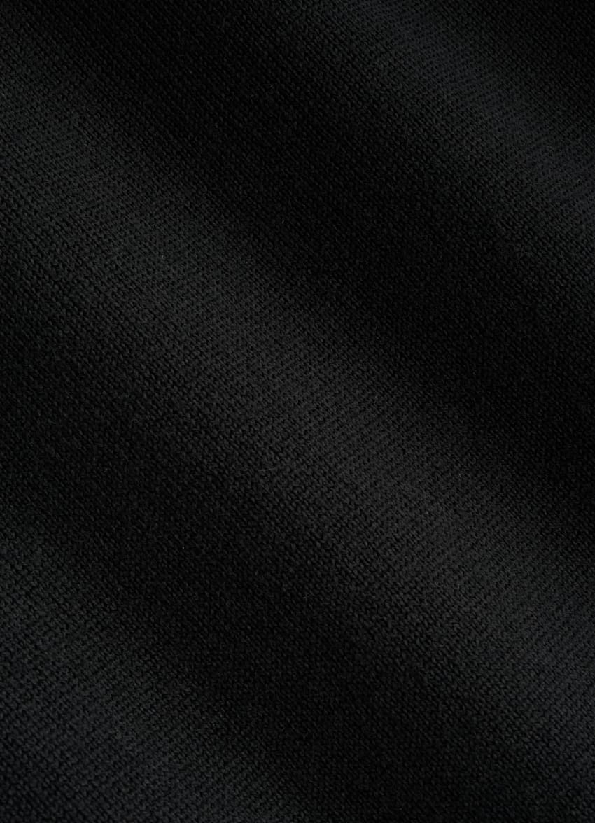 SUITSUPPLY Pure Australian Merino Wool Black Long Sleeve Polo Shirt 