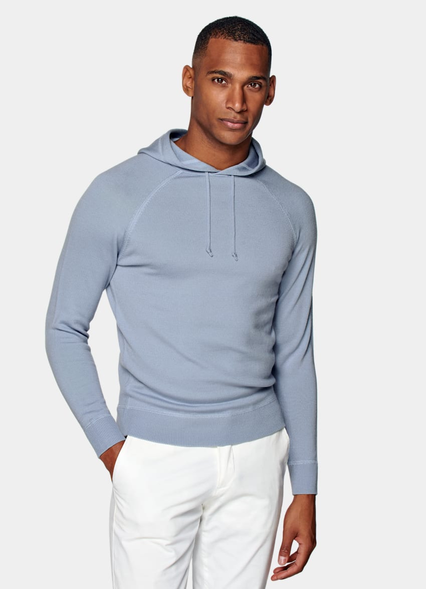 Light Blue Hoodie Pure Merino Wool Suitsupply Online Store
