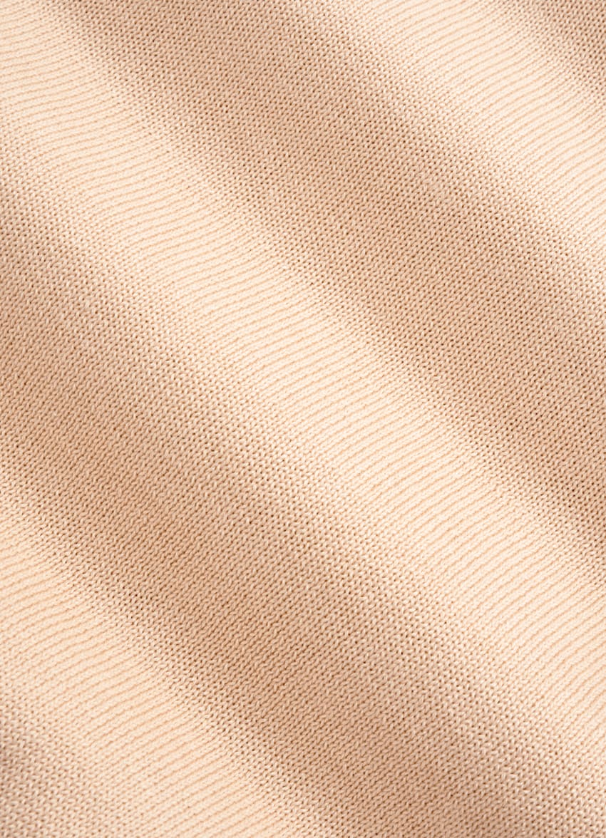 SUITSUPPLY Californian Cotton & Mulberry Silk Light Pink Buttonless Polo Shirt