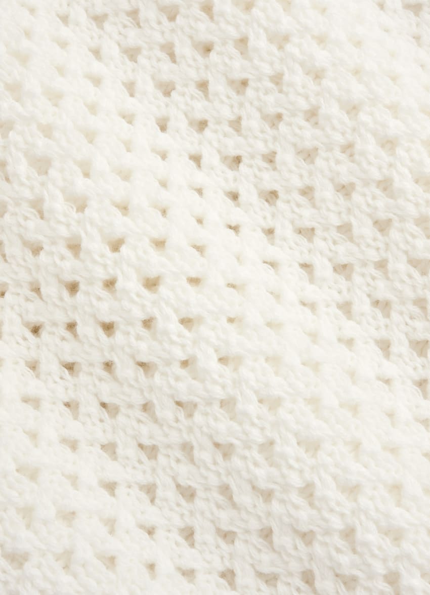 SUITSUPPLY Pure Cotton Off-White Crochet Buttonless Polo