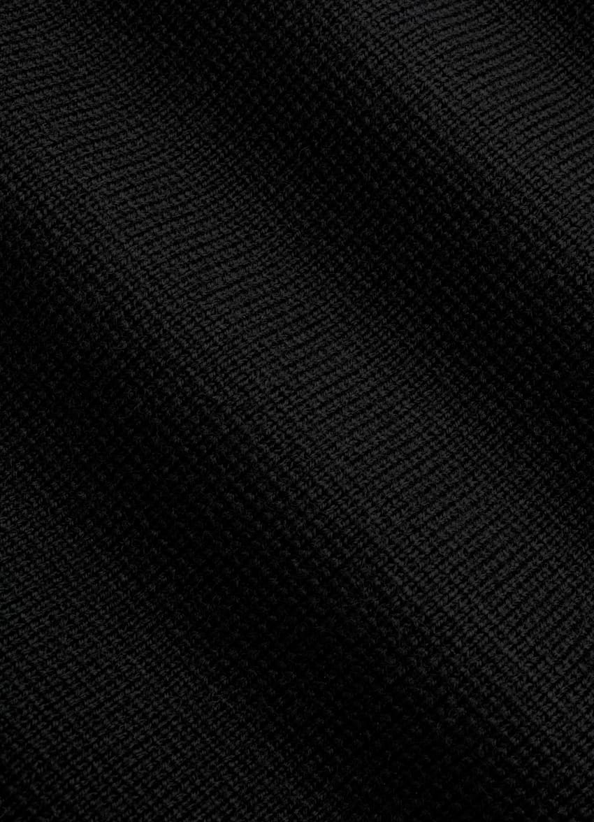 SUITSUPPLY Pure Wool Black Merino Crewneck Cardigan